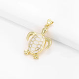 Women’s Sea Turtle Pendant Necklace with Cubic Zirconia – Copper or Brass, 5 Colours