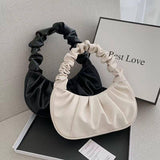 Women’s Pleated PU Cloud Shoulder Bag with Ruched Strap