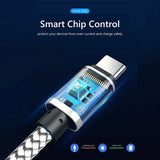 USB-A to USB-C Nylon Braided Charging Cable for iPhone 15, Samsung Galaxy S22 and Huawei Phones