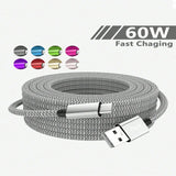 USB-A to USB-C Nylon Braided Charging Cable for iPhone 15, Samsung Galaxy S22 and Huawei Phones